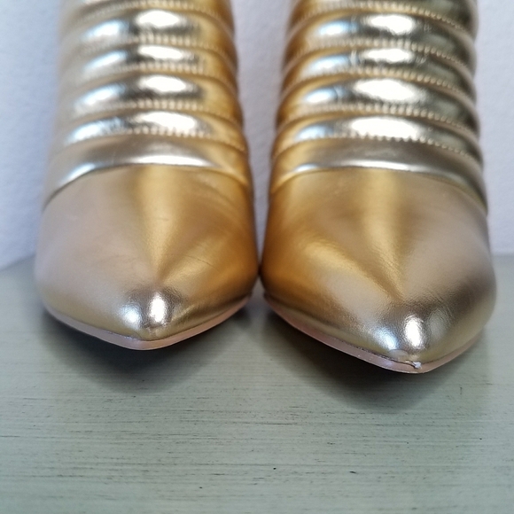 GLAZE Gold Curvy Quilted Pu Boot Skinny High Heels - Picture 5 of 13